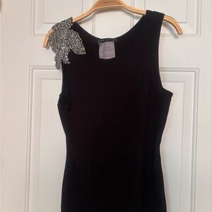 Alice + Olivia Black Top with Silver Embellishments